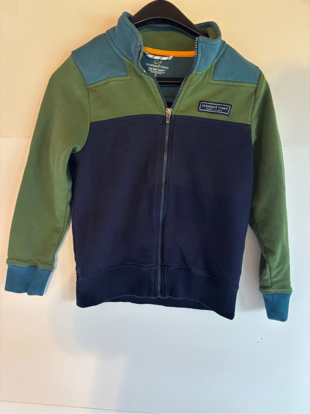 Vineyard Vines Kids Colorblock Zip Hoodie - Navy, Olive & Teal